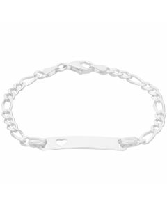 New Sterling Silver Childs Cut-Out Heart Identity Bracelet
