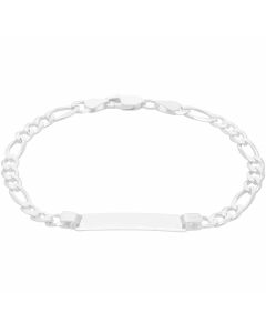 New Sterling Silver 7.5" Identity Patterned Figaro Link Bracelet