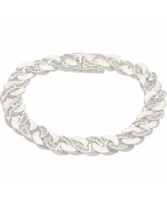 New Sterling Silver 8.5 Inch Cubic Zirconia Curb Bracelet 1.5oz