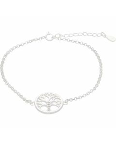 New Sterling Silver 7-8" Cubic Zirconia Tree Of Life Bracelet
