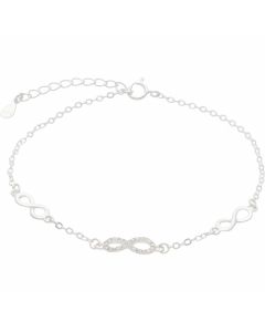 New Sterling Silver Infinity Symbol Ladies 7.5" Bracelet