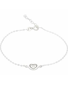 New Sterling Silver 6.5" Cross & Heart Bracelet