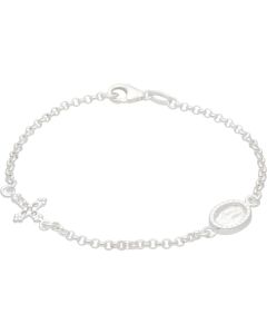 New Sterling Silver Stone Set Rosary Style 7.5" Bracelet