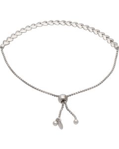 New Sterling Silver Hearts Slider Clasp Bracelet