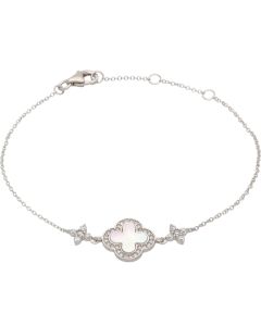 New Sterling Silver Mother Of Pearl & Gem Set Petal Bracelet