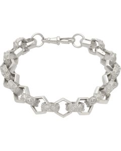 New Sterling Silver 9" Hexagon Belcher Bracelet 1oz