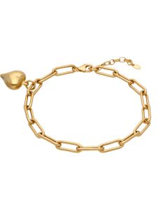 New Gold Plated Silver Paperclip Link Heart 8-9" Ladies Bracelet