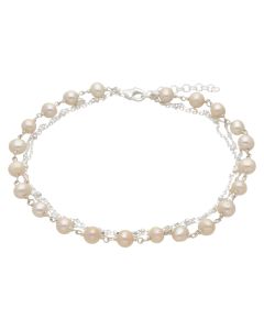 New Sterling Silver 8.5-9" Freshwater Pearl Multi Strand Anklet
