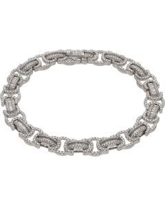 New Sterling Silver 8.5" Cubic Zirconia Byzantine Link Bracelet