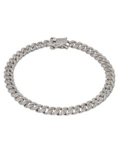 New Sterling Silver Cubic Zirconia 8.5" Curb Link Bracelet