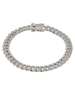 New Sterling Silver Cubic Zirconia 7.5" Curb Link Bracelet