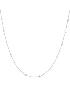 New Sterling Silver Bobble Bead Station 18 Inch Necklace
