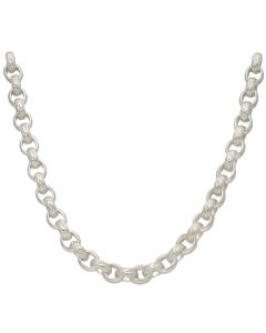 New Silver 26" Pattern & Polish Solid Oval Belcher Link Necklace