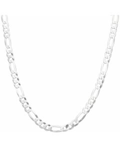 New Sterling Silver 20 Inch Diamond-Cut Figaro Necklace 29.6g