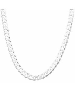New Sterling Silver 30" Bevelled Flat Curb Chain Necklace 2.1oz