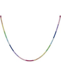 New Sterling Silver Adjustable 14"-16" Gemstone Rainbow Necklace