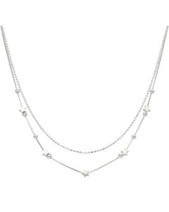 New Sterling Silver 2 Row Star & Bead Link Necklace