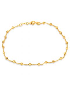 New Sterling Silver Yellow Gold Finish Bead Link Anklet