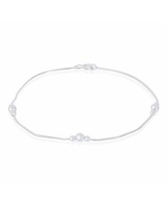 New Sterling Silver 9.5 Inch Bead Ladies Anklet