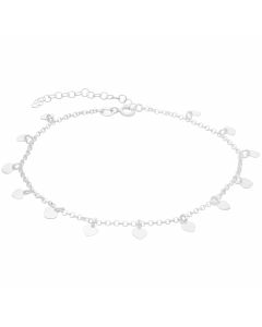 New Sterling Silver Adjustable 9"-11" Heart Charm Anklet