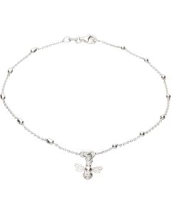 New Sterling Silver 10 Inch Bee Charm Ladies Anklet