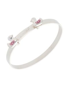 New Sterling Silver Pink Crystal Set Duck Expanding Bangle