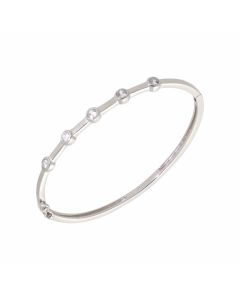 New Sterling Silver Cubic Zirconia 5 Stone Ladies Bangle