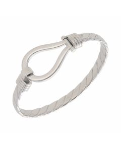 New Sterling Silver Mens Solid Hook Bangle