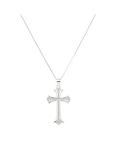 New Sterling Silver Cubic Zirconia Open End Cross & 18" Necklace