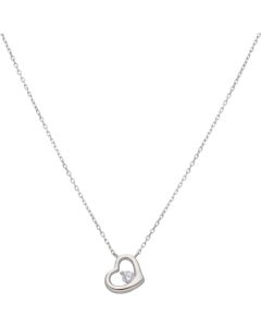 New Sterling Silver Cubic Zirconia Heart Slider Necklace
