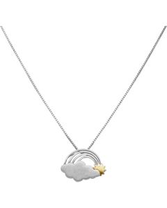 New Silver & Gold Plated Sun  Cloud & Rainbow Pendant & Necklace