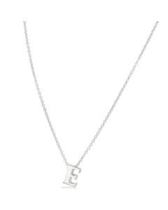 New Sterling Silver Initial E Pendant Adjustable Chain Necklace