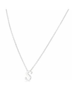 New Sterling Silver Initial S Pendant Adjustable Chain Necklace