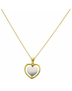 New Sterling Silver & Yellow Gold Plate Heart Spinner Necklace