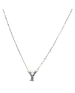 New Sterling Silver Initial Y Pendant Adjustable Chain Necklace