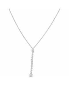 New Sterling Silver Cubic Zirconia Line Pendant & 18" Necklace