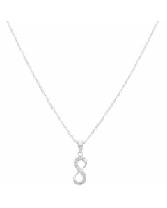 New Sterling Silver Cubic Zirconia Infinity Pendant & 18" Chain