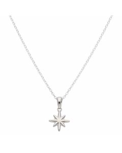 New Sterling Silver North Star Pendant & 16" Chain Necklace