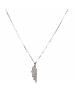 New Sterling Silver Cubic Zirconia Angel Wing 18" Chain Necklace