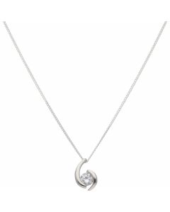 New Sterling Silver Cubic Zirconia Swirl & 18" Chain Necklace