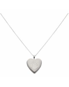 New Sterling Silver 1st Communion Heart Locket & 16" Necklace