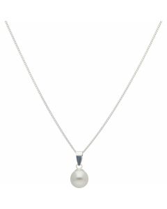 New Sterling Silver Simulated Pearl & 18" Chain Necklace