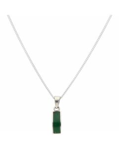New Sterling Silver Malachite Pendant & 18" Chain Necklace