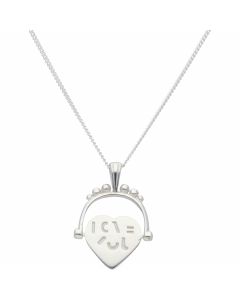 New Sterling Silver I Love You Spinner Heart & 18" Necklace