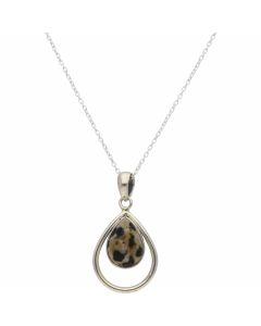 New Sterling Silver Dalmation Jasper Pendant & 18" Necklace