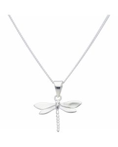 New Sterling Silver Dragonfly Pendant & 18" Chain Necklace