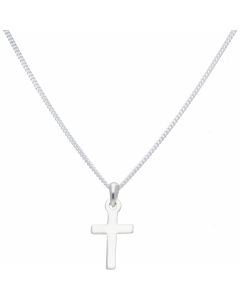 New Sterling Silver Small Cross & 14" Chain Necklace