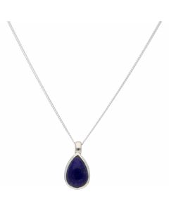 New Sterling Silver Lapis Lazuli Pendant & 18" Chain Necklace
