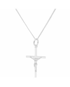 New Sterling Silver Crucifix & 18" Chain Necklace