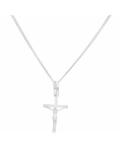 New Sterling Silver Small Crucifix & 18" Chain Necklace